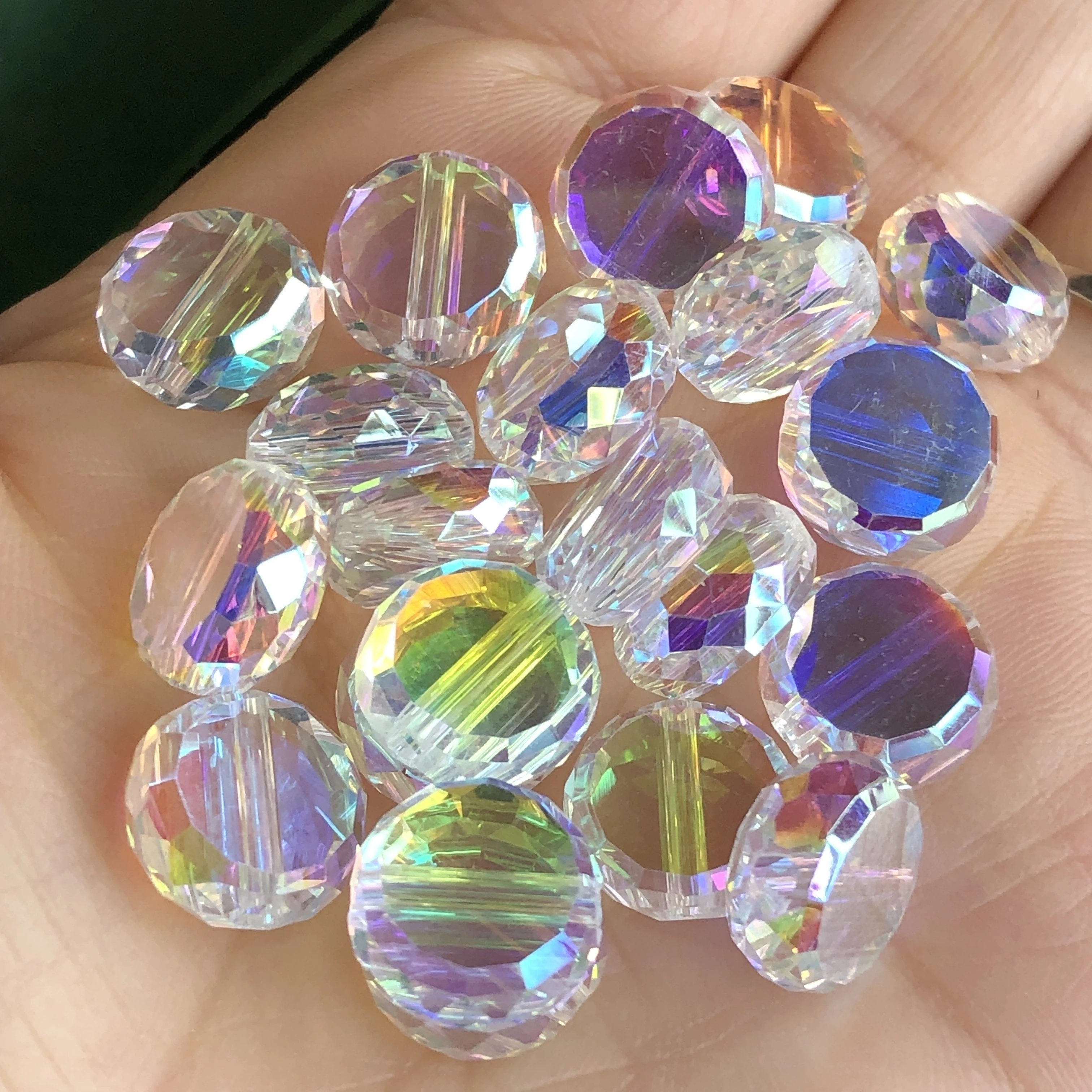 

Flat Round Ab Crystal Glass Loose Beads For Making, Crafts, And Bracelet Accessories