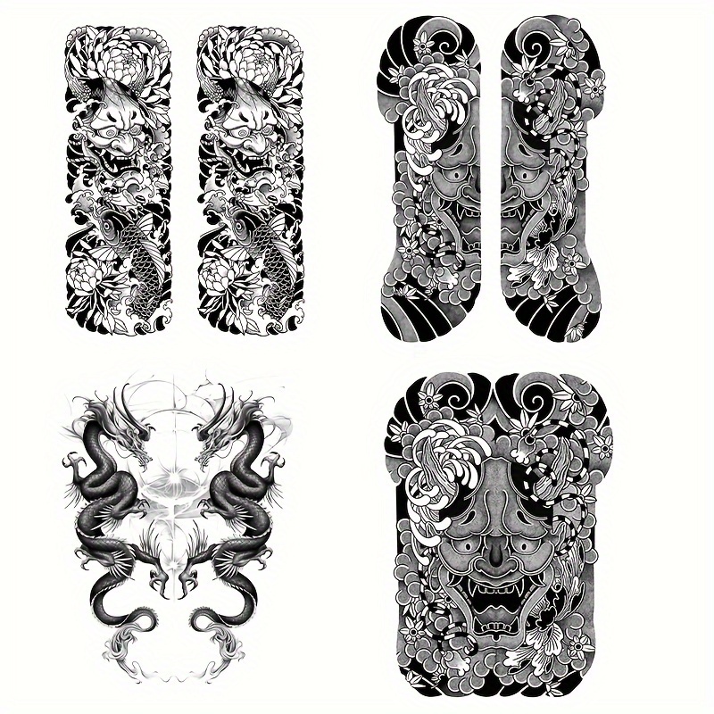 5 sheet large black   pattern temporary tattoos for full body back   legs water resistant realistic non reflective tattoo stickers long lasting 1 2 weeks full back arm coverage unisex   tattoos 0