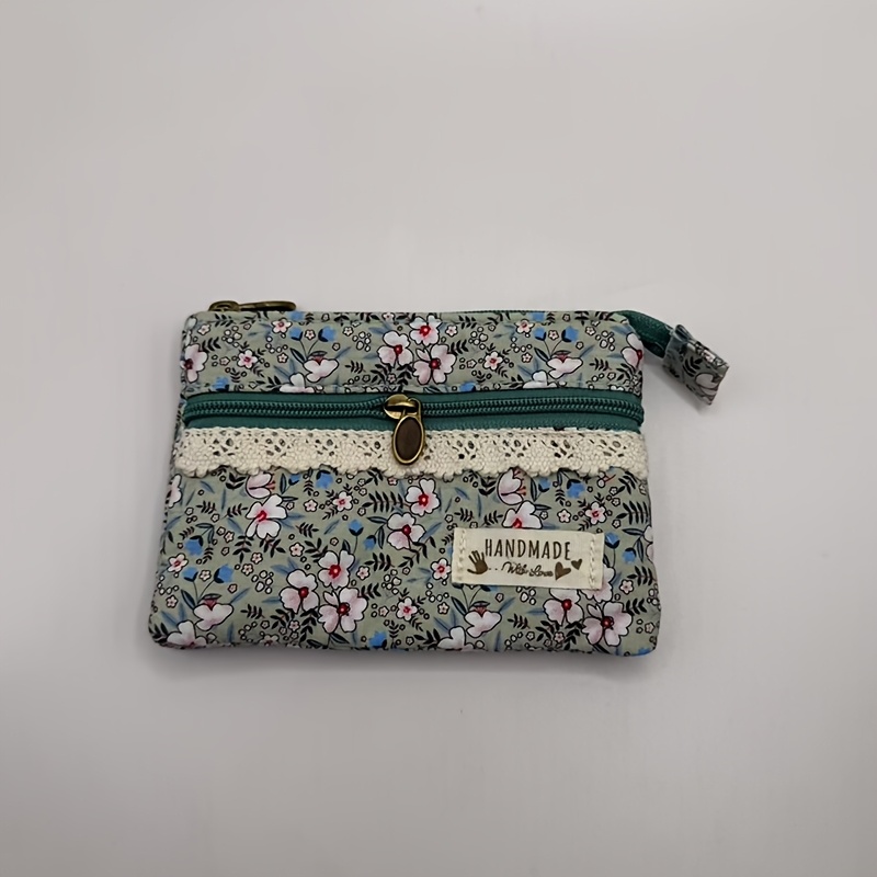 E-shop 1 Stück Blumen-Geldbörse, Reißverschluss-Münztasche, Mehrfachfach, Handtasche, Kompakter Mini-Kartenhalter