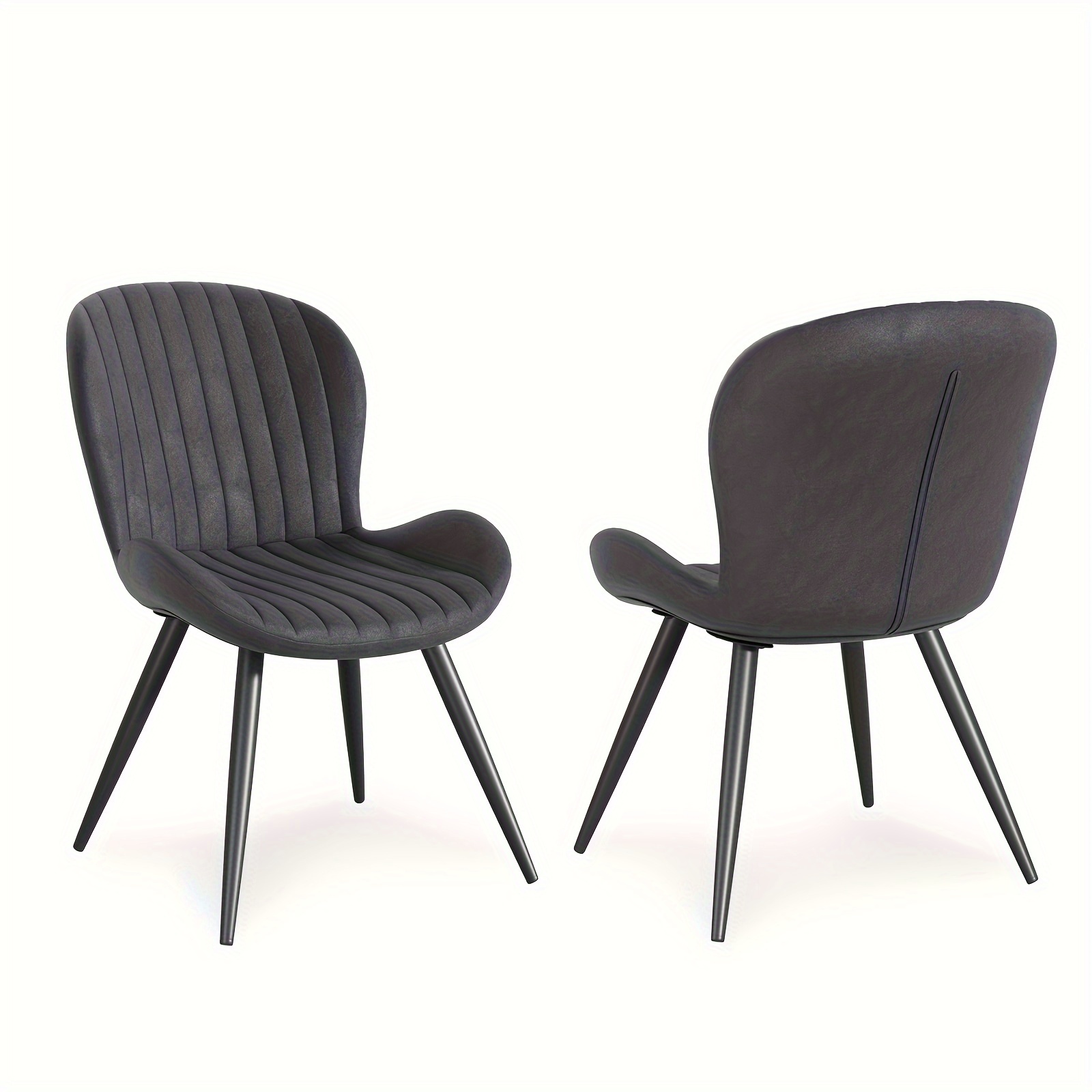 Image of Dining Room Chairs, Living Room Chair With Backrest, Scandinavian Vintage, Artificial, Made Of Artificial Suede With Steel Legs In Black