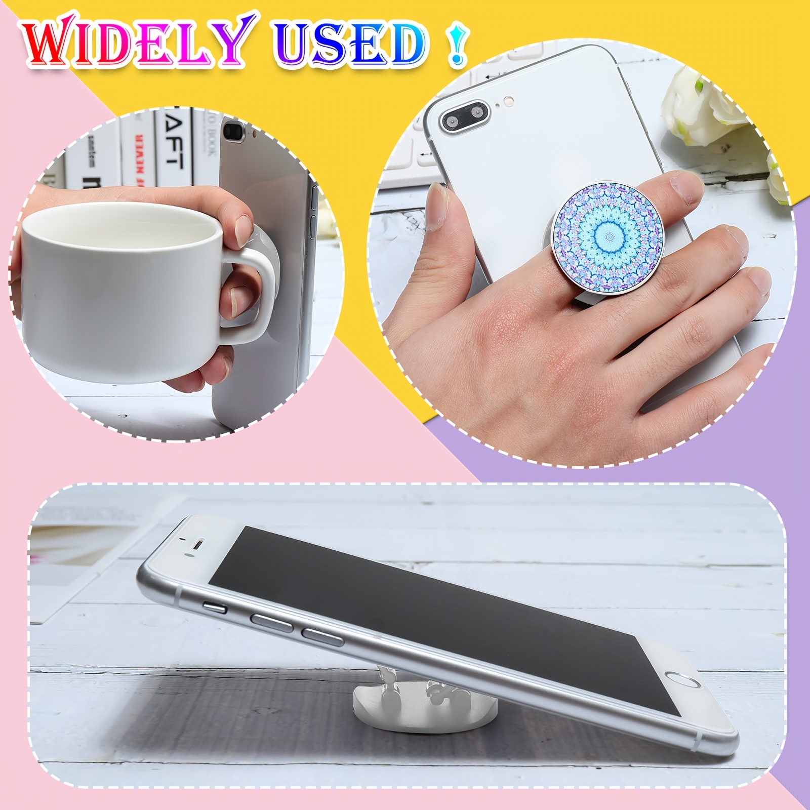 Anneau De Support Téléphone Adhésif Pliable - Ultra Mince 3 Mm, Alliage De Zinc, Compatible Charge Sans Fil - Pour Tous Smartphones