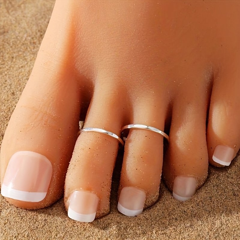 2pcs Set Of Elegant And Delicate Women's Toe Rings, Suitable For Beach Vacations And Daily Wear