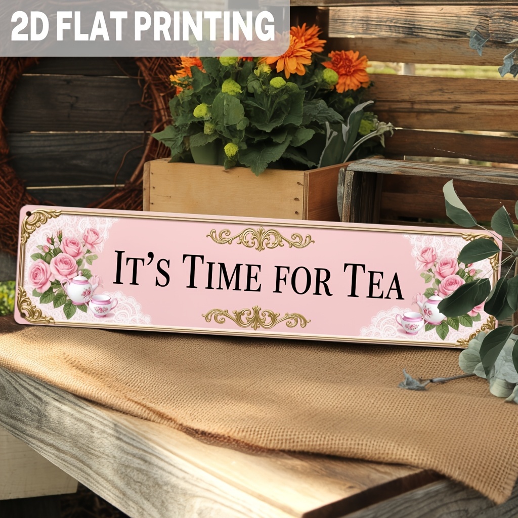 TEMU 2d Flat, [2d Flat] 2d Flat, 1pc, Sign, Tea, Tea Party Decor, Wall Art, Living Room, Kitchen, Bathroom, Porch, Plaques Wall Art, 3.93x15.74 Inch,