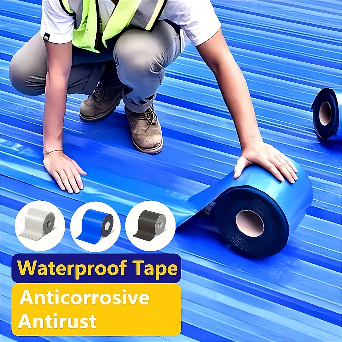 

Waterproof Tape For Metal And Roofs - Leak Proof And Rust Proof Adhesive, 196.85 Inches Per Roll For Insulation And Temperature Control