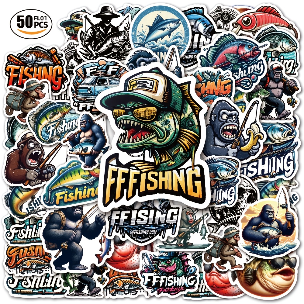 

51 Outdoor Fishing Stickers For Lure Fishing Tackle Boxes, Graffiti Phone Cases, Luggage, Planners, Waterproof Decorative Stickers For Phones, Computers, And Notebooks.