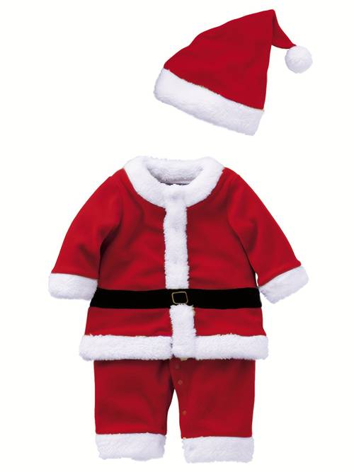 jongens kerst bodysuit santa outfit met capuchon romper tweedelige set, perfect voor buiten