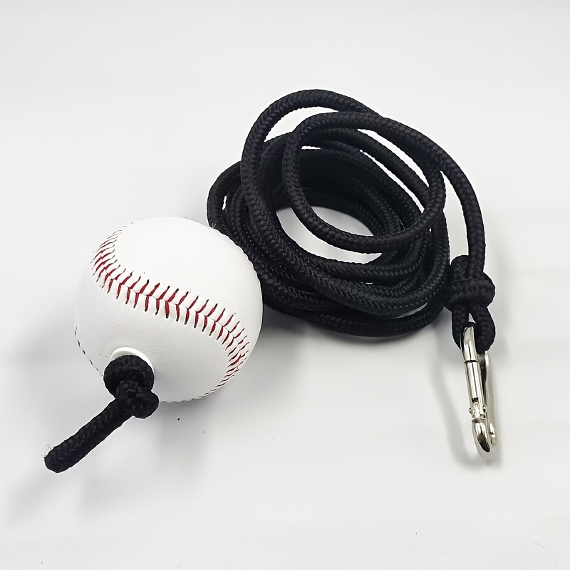 TEMU 1pc Baseball/softball Training Hitting Practice Rope With Replaceable Ball And Sturdy Metal Clip - High-strength Elastic Swing Trainer, Suitable