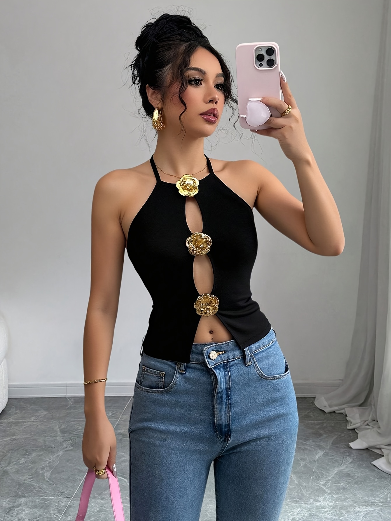 トップス UNOF SLEEVE CUT TOPS Cutout Sleeve Top T-Shirts for Women Slim Fit Off Shoulder