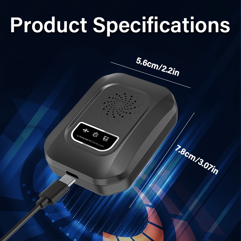 Repelente de Plagas Portátil con Tecnología de Ondas Sonoras, Ajuste Inteligente de Frecuencia y Funcionamiento Silencioso - Para Mascotas, Eliminador de Mosquitos, Moscas, Hormigas, Cucarachas - Uso en Casas, Autocaravanas - Dispositivo Compacto de Tecnología de Ondas Sonoras