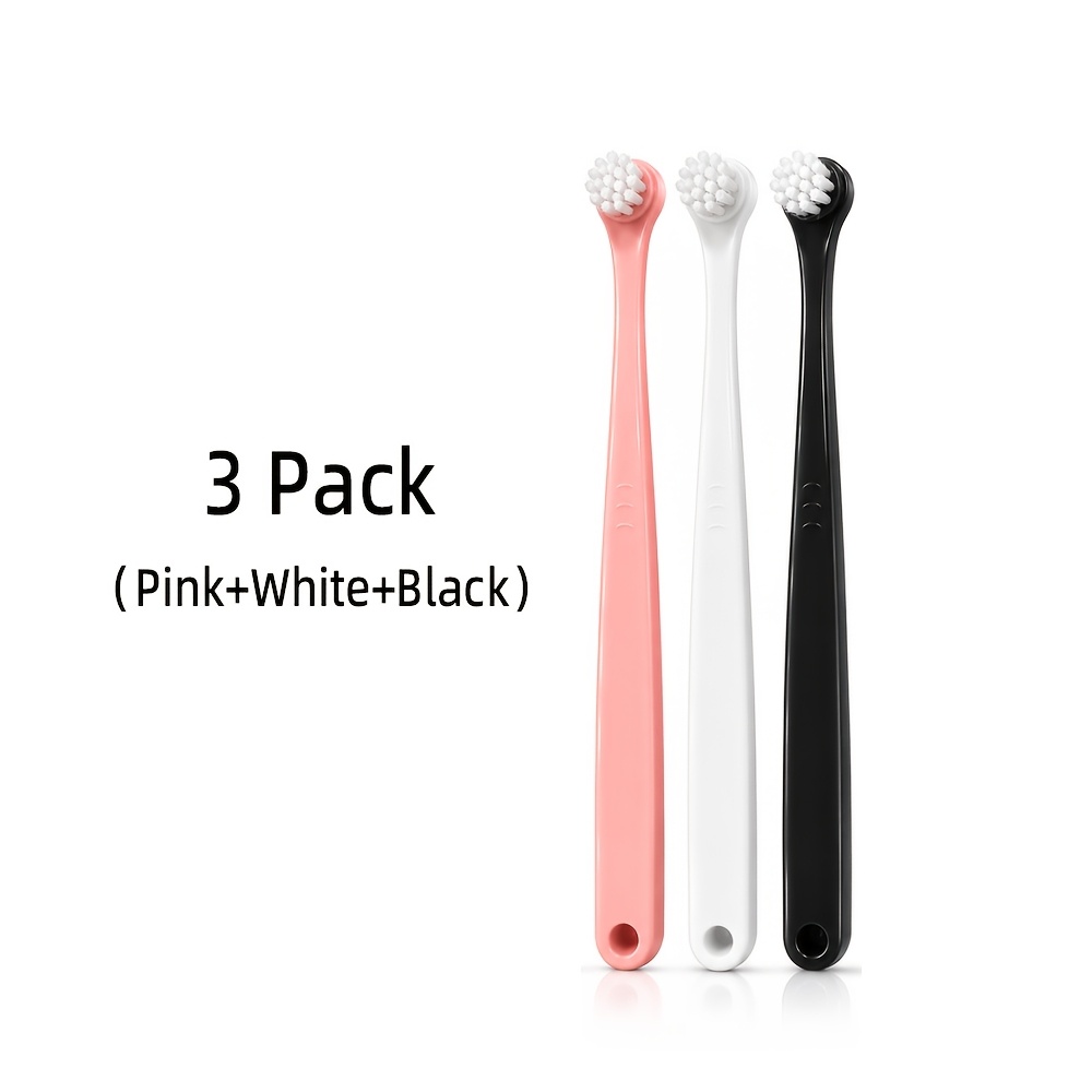 TEMU Lot de 3 brosses à dents pour animaux de compagnie à poils souples et tête ronde de couleur unie, fournitures de soins bucco-dentaires pour