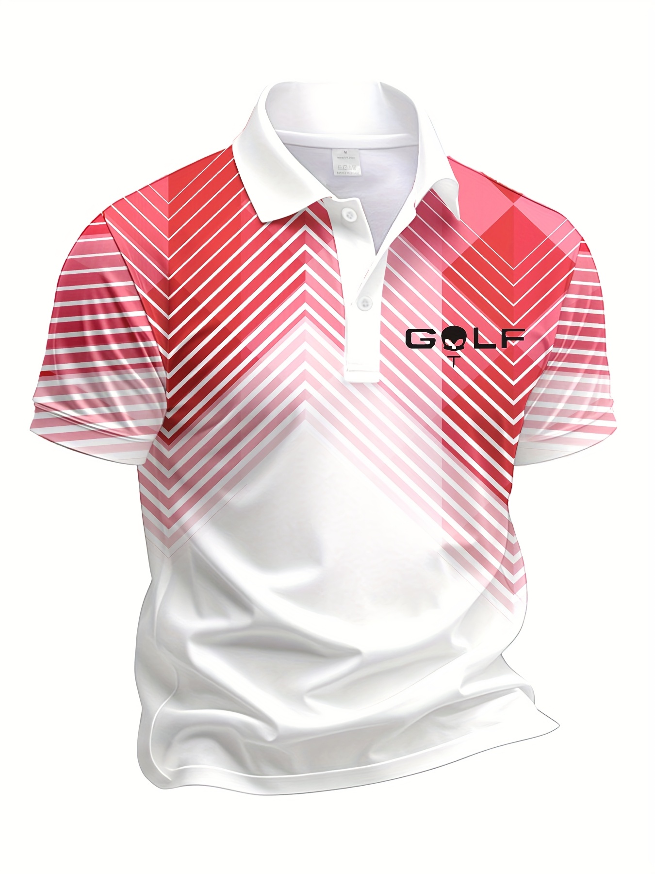 mens gradient red white striped golf shirt casual short Temu Oman