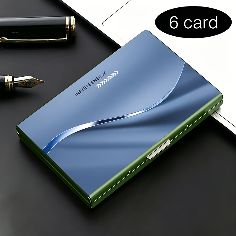 TEMU Portefeuille en métal haut de gamme en acier inoxydable avec porte-cartes RFID, multi-compartiments, pour des pères, Pâques, surface polie,