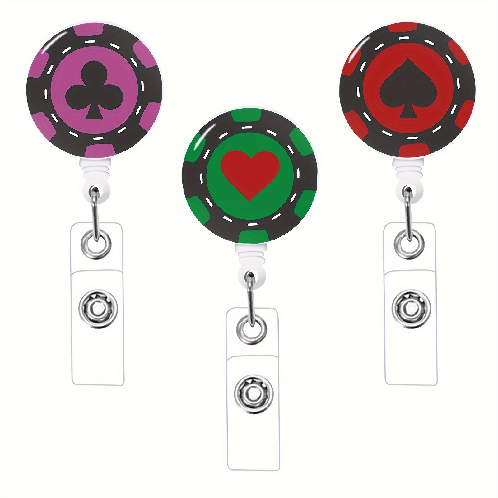  3 PC Cute Badge Reel Retractable with ID Clip with