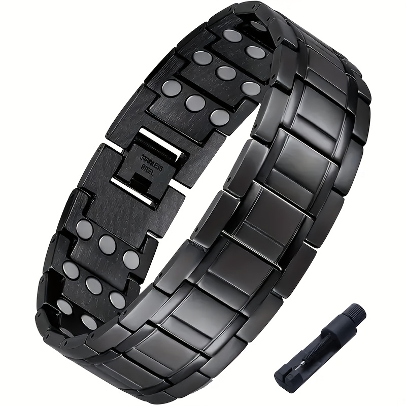 Men's Magnetic Stainless Steel Bracelet, 3X Strength Design