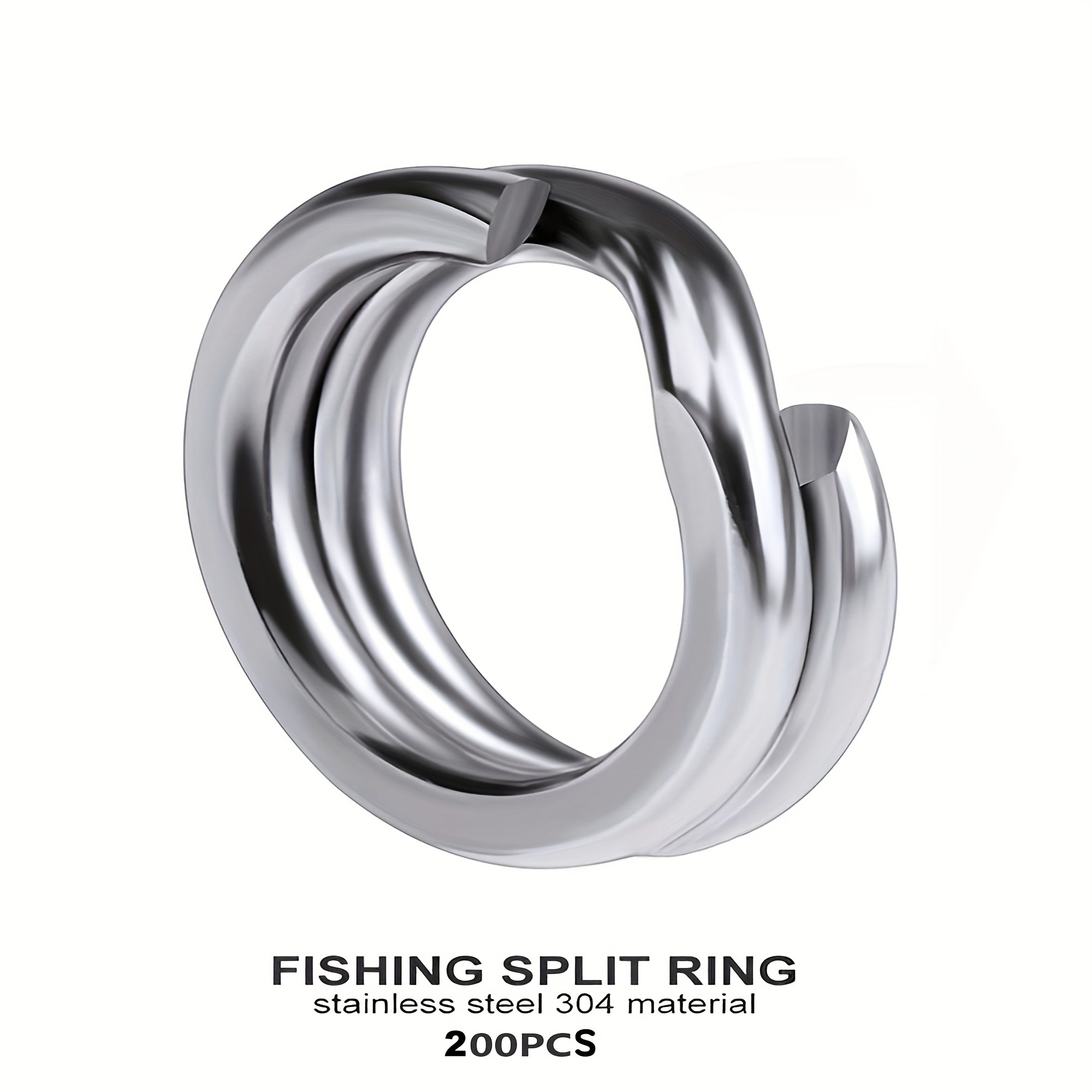 Walfront 200pcs 5sizes Heavy Duty Stainless Steel Split Rings Solid Lures Connectors Fishing Tackle, Fishing Split Rings, Split Rings