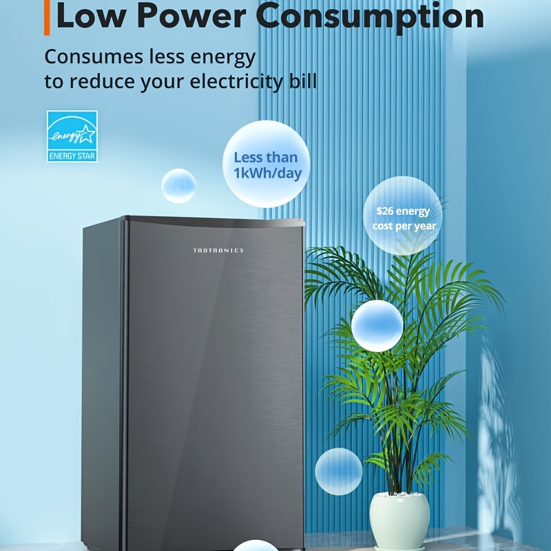 TAOTRONICS Black Car Fridge with 3 Compartments, 110-130V US Plug, 5.55-26.42gal Capacity, Semiconductor Cooling, Compact Square Design for Vehicle & Home Use, Refrigerator for Car, Vehicle Storage, Modern Refrigerator, Durable Construction, Efficient Cooling, Small Fridge, Apartment Dwellers