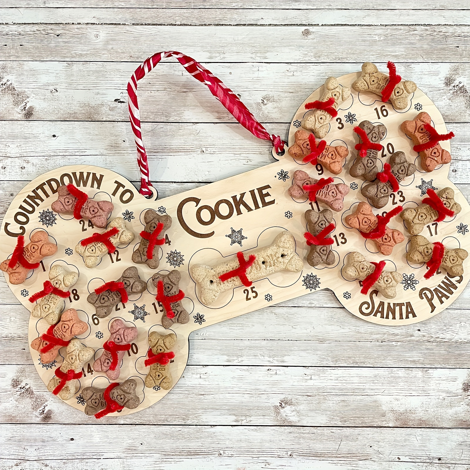 

Christmas Dog Advent Calendar Premium Wooden Material Portable Door Sign For Holiday Parties Gate Decor - Dog Bone Not Included