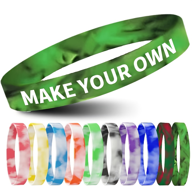 16pcs Silicone Bracelets with Custom Letter Patterns, Lightweight