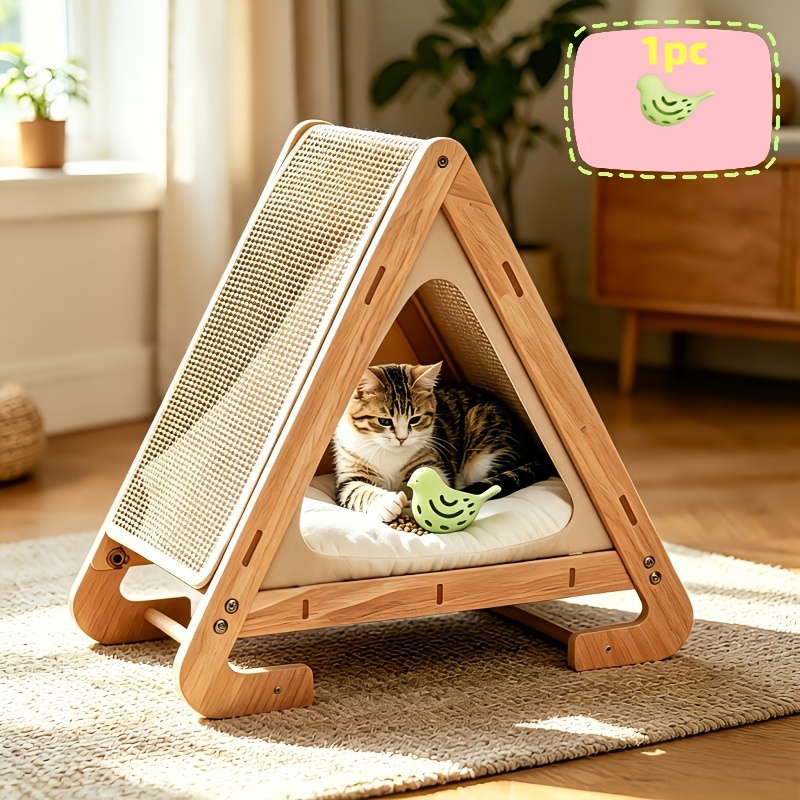 TEMU 【ペット猫用】噛むおもちゃ 猫 ベッド 猫 おもちゃ 多機能 中空 バード シリコン 猫 おもちゃ 噛むと揺れる 抜け出る 猫の寂しさを解消 インタブ用品 電池不要