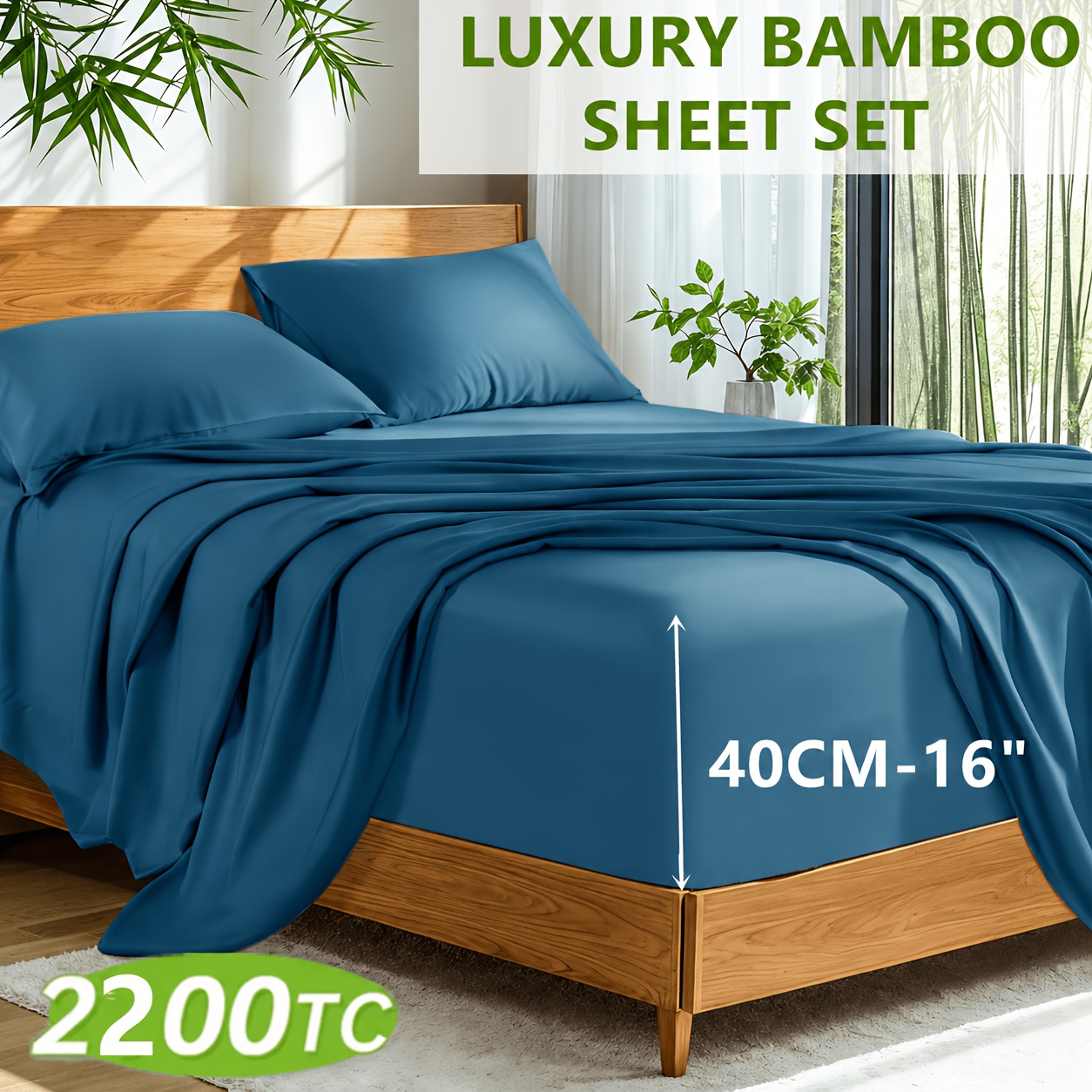 TEMU 2200tc 3/4pcs Luxury Bamboo Viscose Sheet Set - Breathable, Cosy Soft, Durable - 40cm Deep , Hot , Stylish Sheets-- Child, Children, Hot