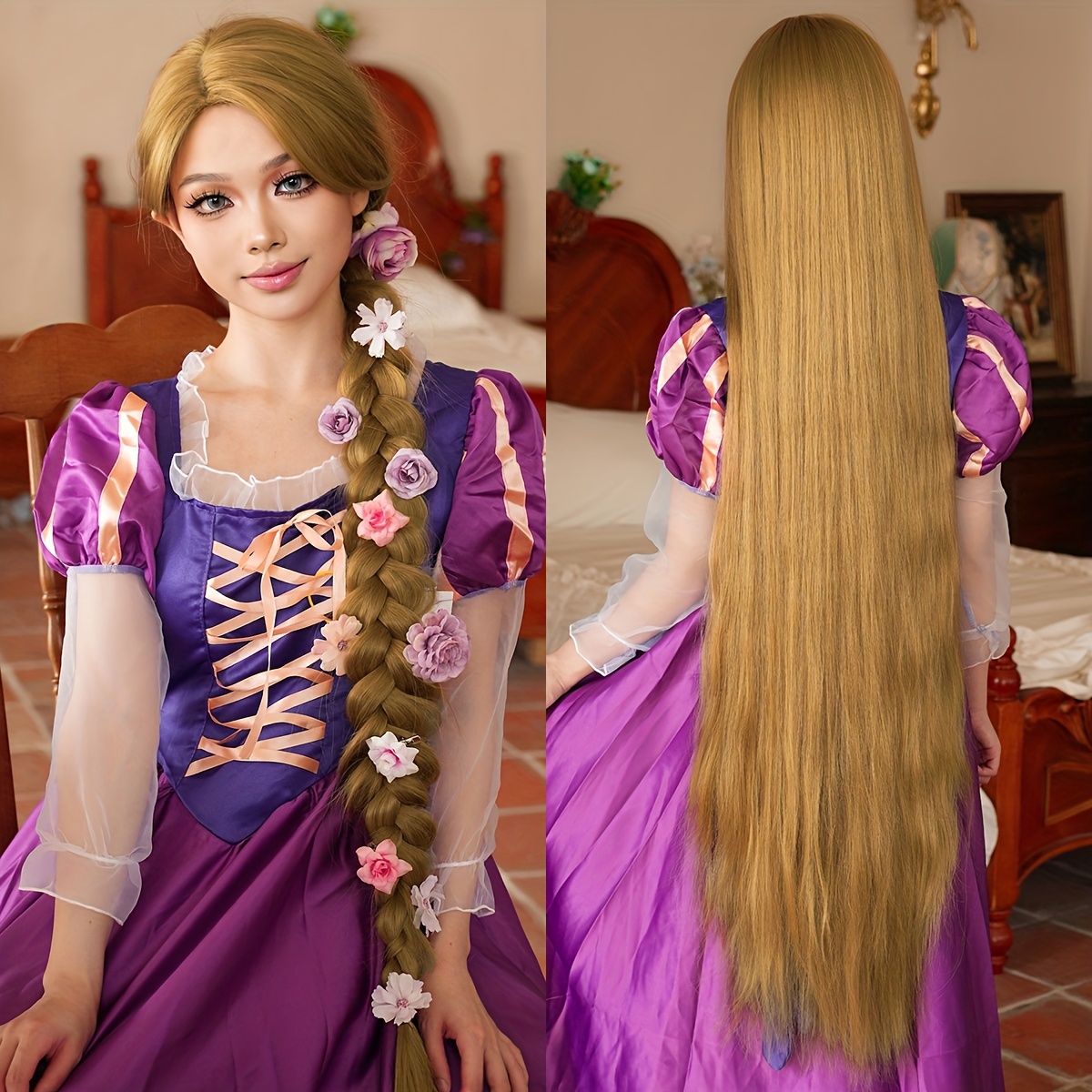 Image of Cosplay Wig Ultra Long Straight Wig Side Split High Density Dress Up Wigs For Women Daily Party Use Princess Party Wig 48 Inch