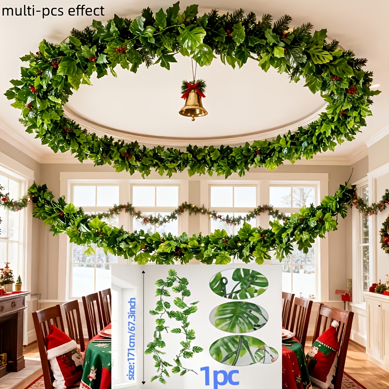 1pc Ivy Vine With Artificial Leaves - Durable Plastic Hanging/household Ivy, Suitable For Stairs, Fireplace, Porch - Maintenance-free Canadian British Ivy (no Container/plant), Christmas Decoration