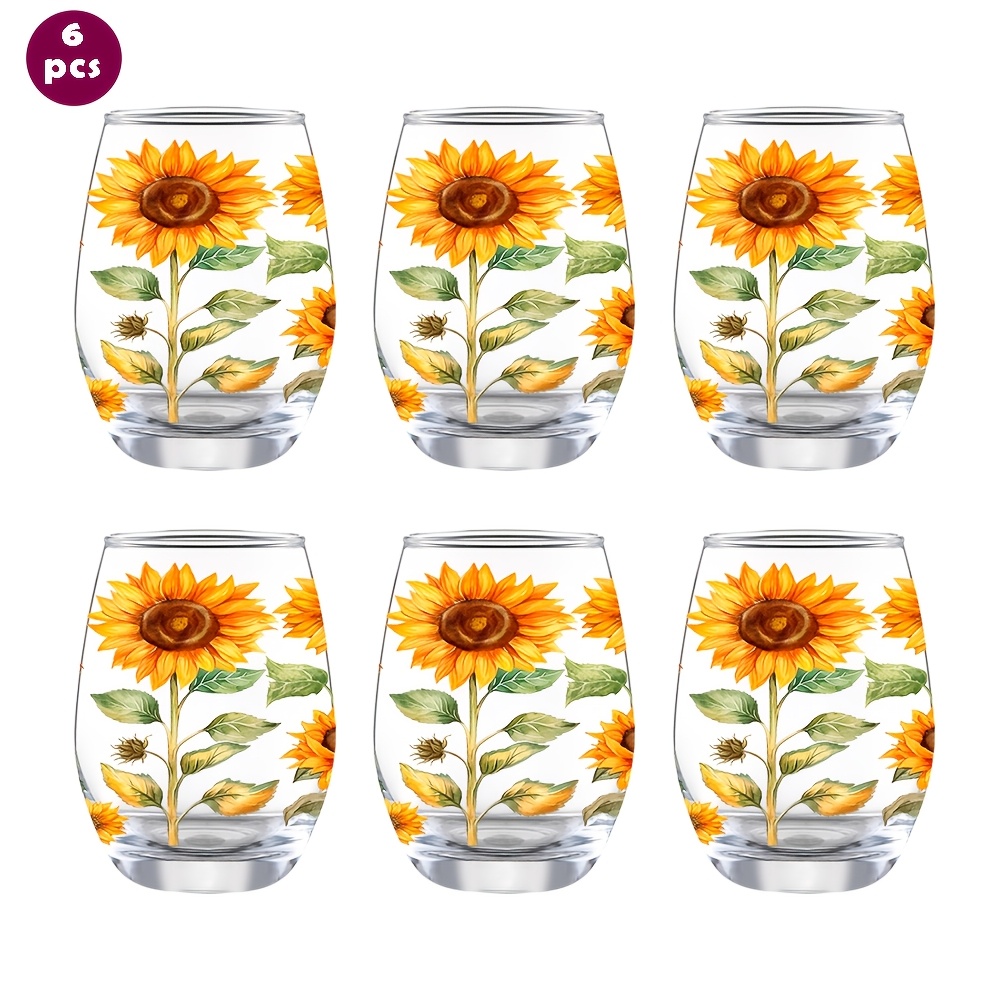 TEMU 6pcs/12oz/350ml/stemless Wine Glasses,champagne And Whisky Glass,party Cups For Indoor Outdoor Perfect For Home Office Bar Weddings And