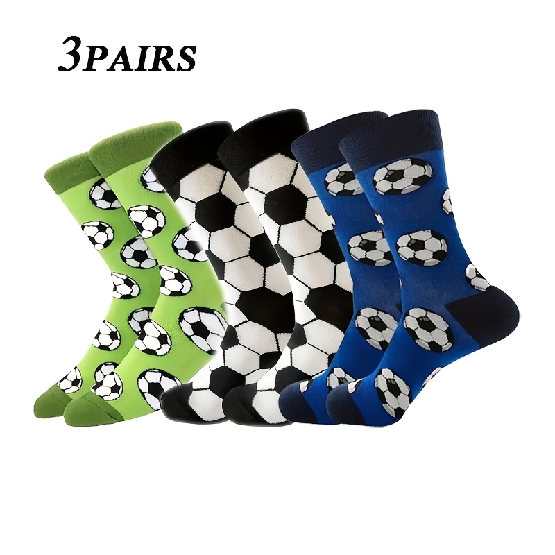 3 Pairs Of Black And White Soccer Sports Mid-calf Socks