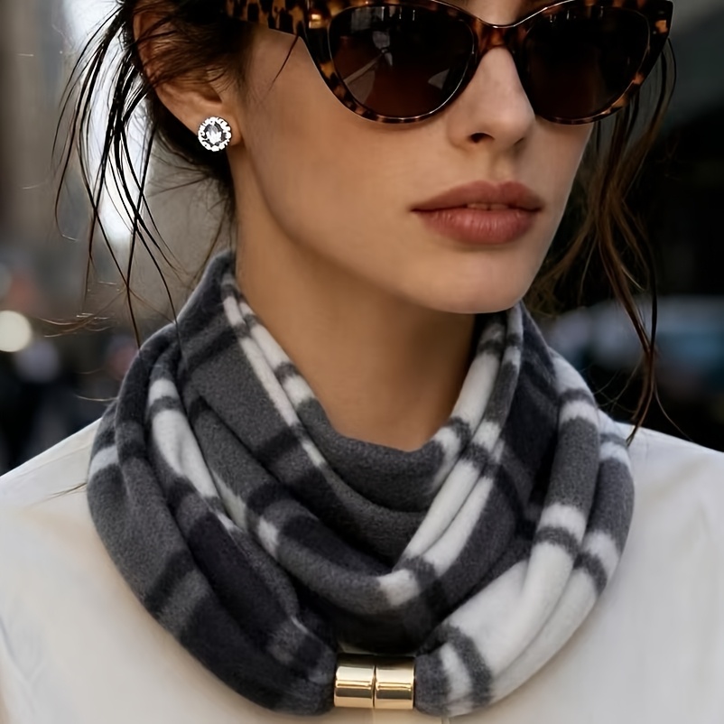 TEMU Nuovo sciarpa elegante francese da , sciarpa a quadri versatile, scaldacollo inglese caldo, stile da pendolare, sciarpa da premium versatile,