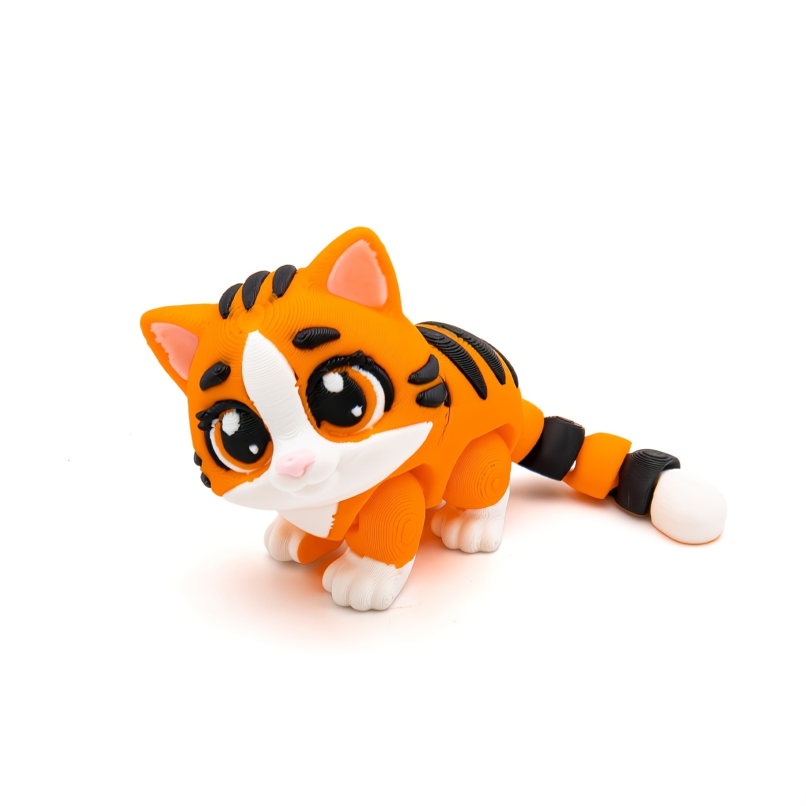 Image of 3d Printed Articulated Tiger Cat Relax Toy, With Flexible Joints, Cute Desktop 3d Printed Toy, Suitable For Parties