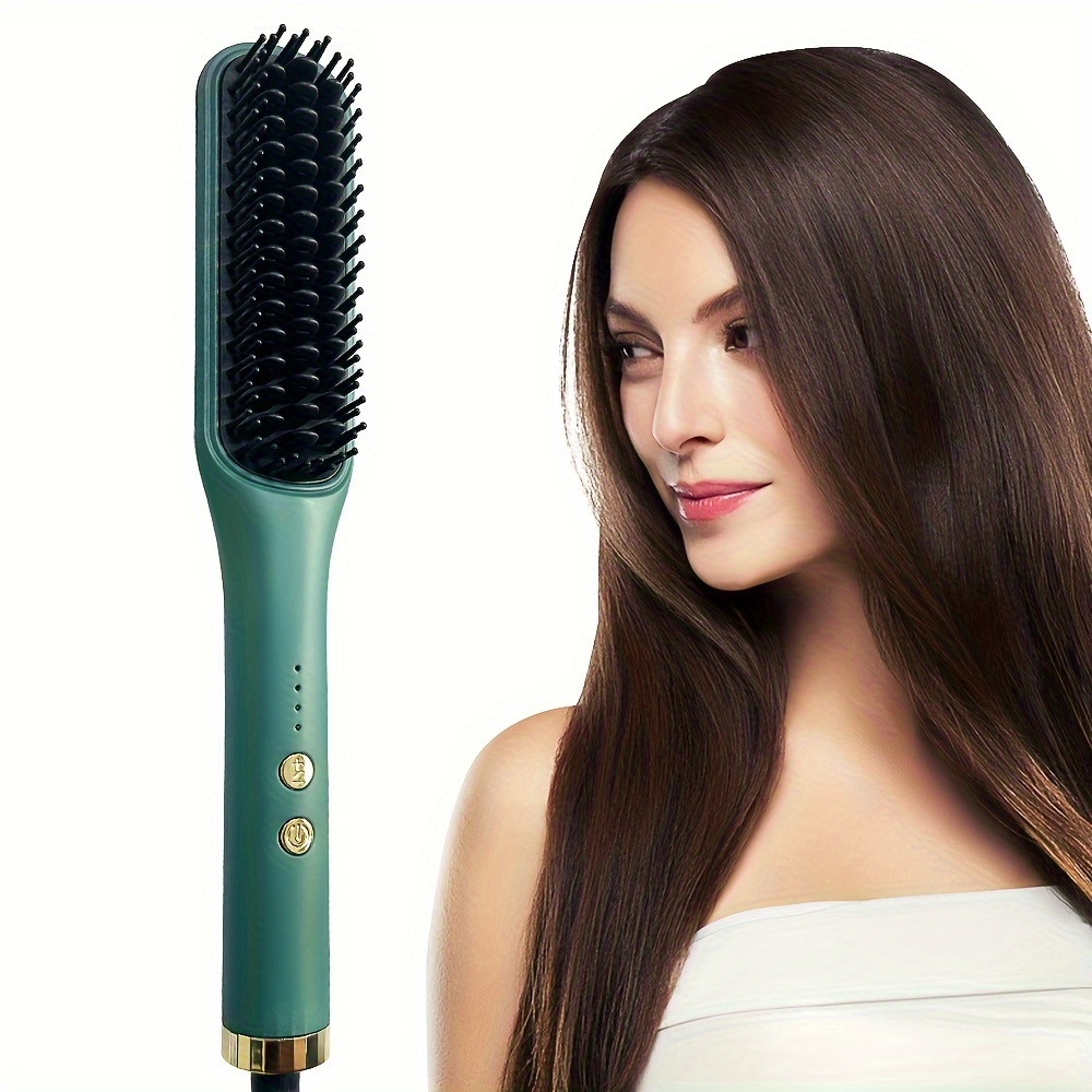 

Ceramic Ionic Hair Straightening Brush With Built-in Comb, Anti-scald & Fast Heating, 20-second Heat-up, 4 Temperature Settings For Home Salon Styling