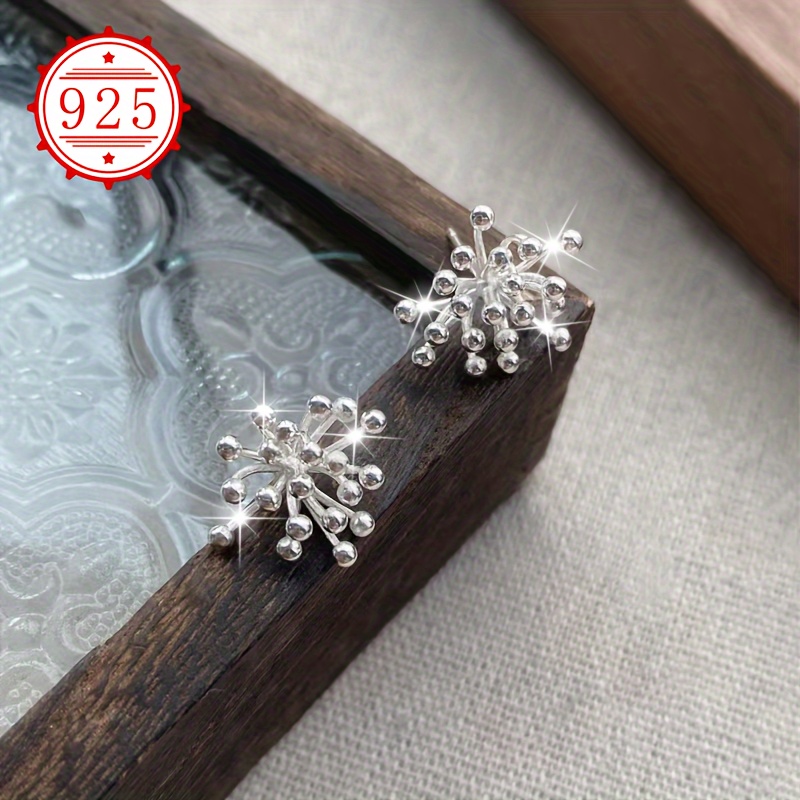 925 Silver Dandelion Fireworks Ear Studs Pair Pack