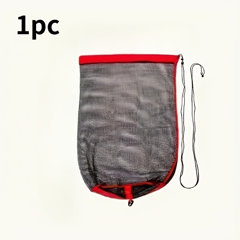 Image of Bag With Long Rope And Shrink Ring, Portable Storage, Reinforced Stitching, Quick-dry Foldable Fish Basket, Lightweight Breathable Design, Suitable For Freshwater/saltwater Fishing, River, Lake