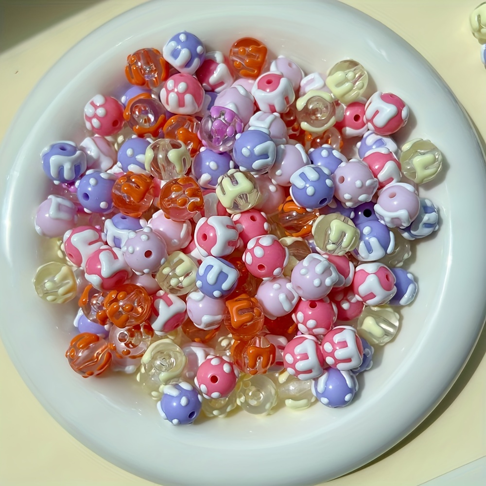 

30pcs Sweetbeads 16mm Hand-painted Acrylic Beads In Vibrant & Pastel Colors - , Cute Animal & Plant Designs For Diy Keychains, Phone Charms, Bag Accessories, Charms For Crafts