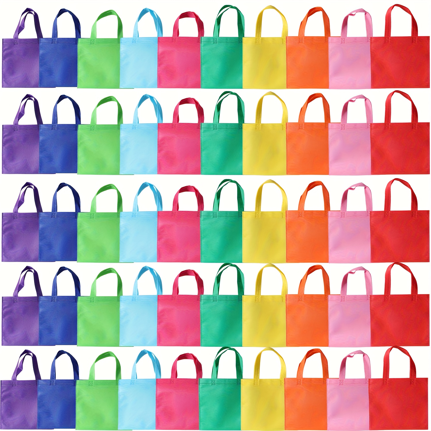 Image of Gift For Her/him 50pcs Colorful Nonwoven Fabric Gift Bags 20x20cm Small Size - Perfect For Christmas, Birthdays, Parties, Wedding Favors And Corporate Events
