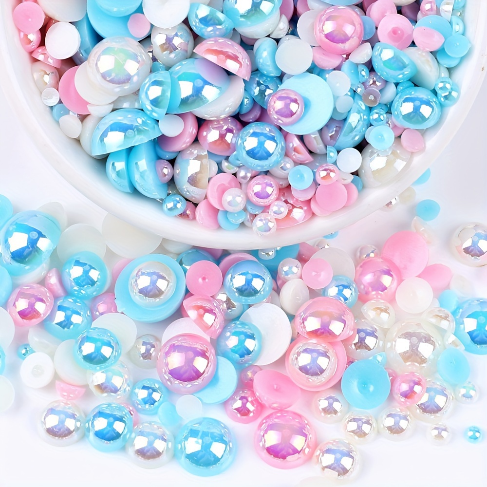 

240pcs 3-10mm/0.1-0.39in Ab Half Round , For Diy Art Decors Jewelry Making Crafts Accessories