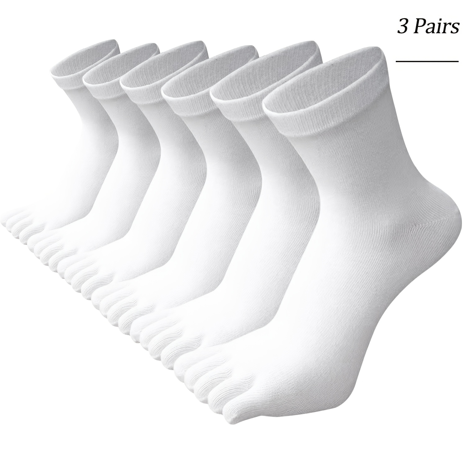 TEMU 3 Pairs Men's Toe-separated Socks, Five-toe Running Socks, Soft And Comfortable, With Elasticity And Long-lasting Durability. With Traditional