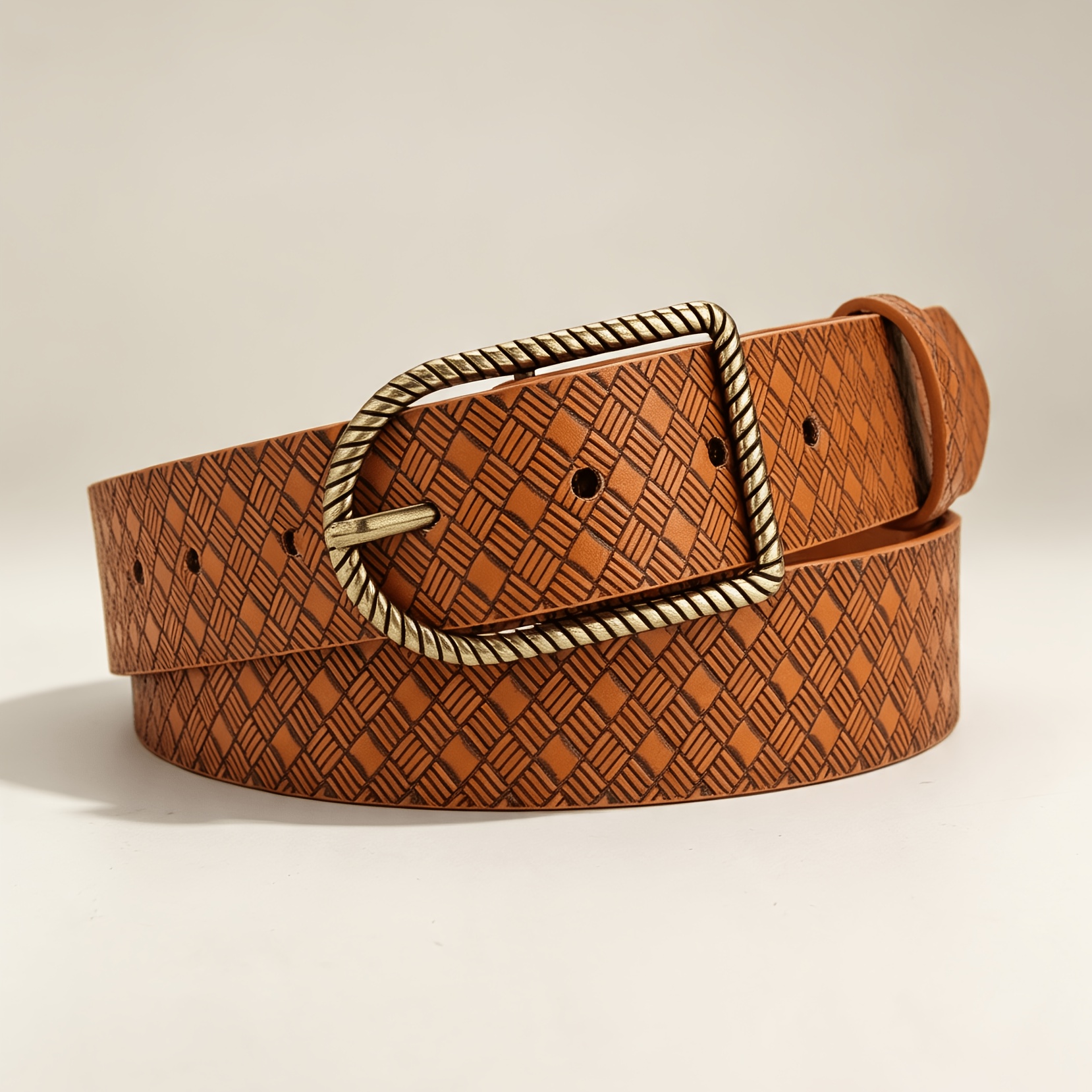 Fashionable Vintage Basic Versatile Embossed Patterned Women's Belt