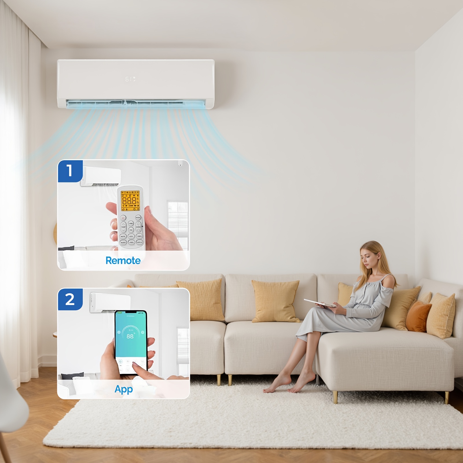 18 000 btu 21 seer mini split air conditioner with inverter technology 230v   smart operation quiet cooler heater   home bedrooms living room garage offices most residential and   applications Product details 2