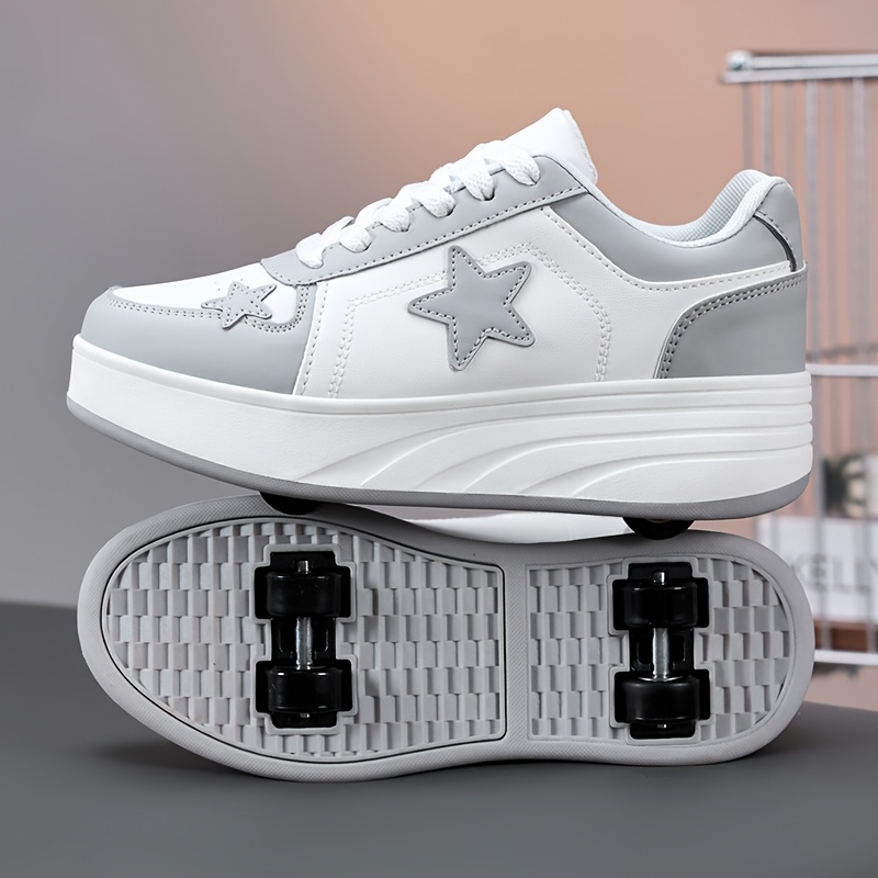 exquisite womens fashion roller skates four wheel detachable dual use casual sports shoes outdoor sports skates trendy breathable low top lace up walking shoes birthday gifts halloween christmas themed shoes women shoes sneakers