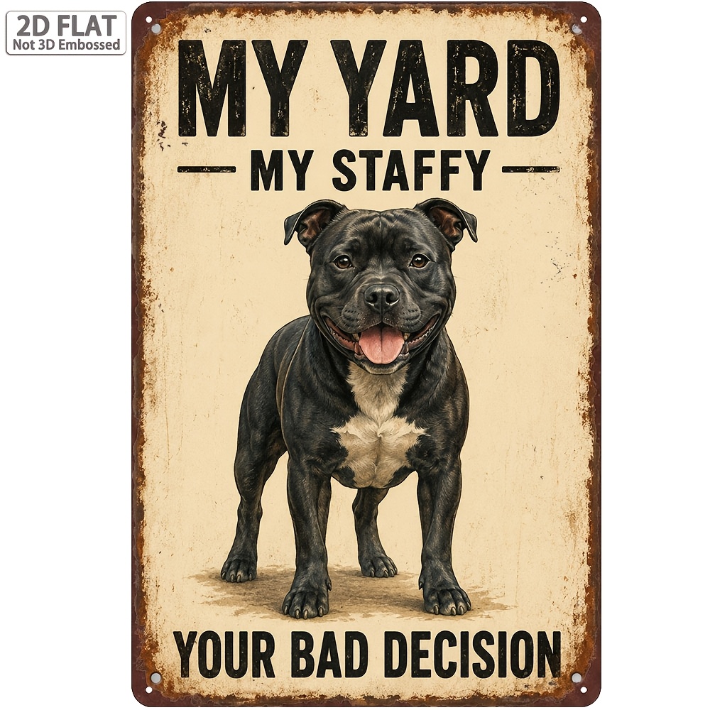 TEMU 8x12in/20x30cm 1pc Funny Dog Metal Sign, Your Warning Sign, Rustic Farmhouse Gate Outdoor Decor