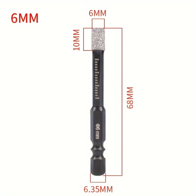 6/8/10/12/14/16mm Diamond Brazed Dry Drill Bits Hexagon Shank For Granite Marble Ceramic Tile Glass Drilling