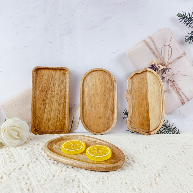 

Wood Serving - 4 For , Desserts & Snacks | , Washable | Ideal For Coffee, Tea, Cheese, Bread | Indoor Decor & Outdoor Camping, Wood Tray