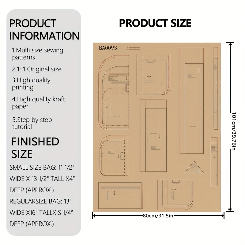 E-shop Schulrucksäcke (2 Größen) Nähmuster, 1:1 Skala Damenrucksack Nähmuster, Stilvolle Rucksack Prototypenmuster, Perfekte Nähvorlagen für