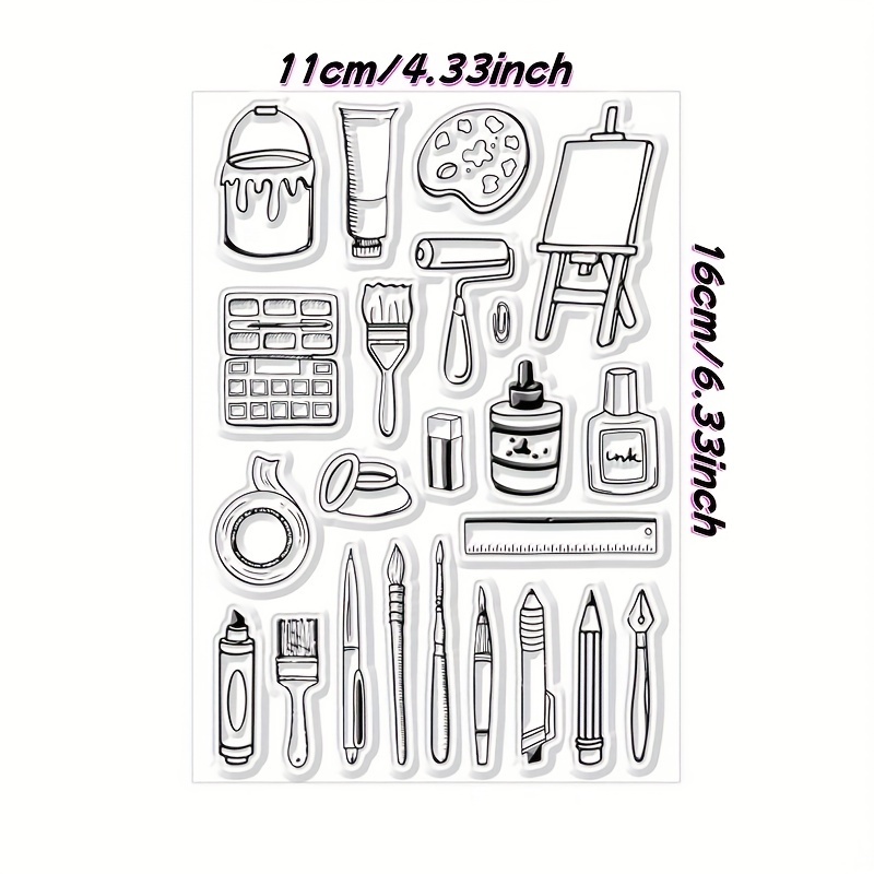 Image of 1pc Transparent Painting Tool Stamp For Card Making, Diy Scrapbooking Album Photo Diary Decoration Embossing Paper Craft