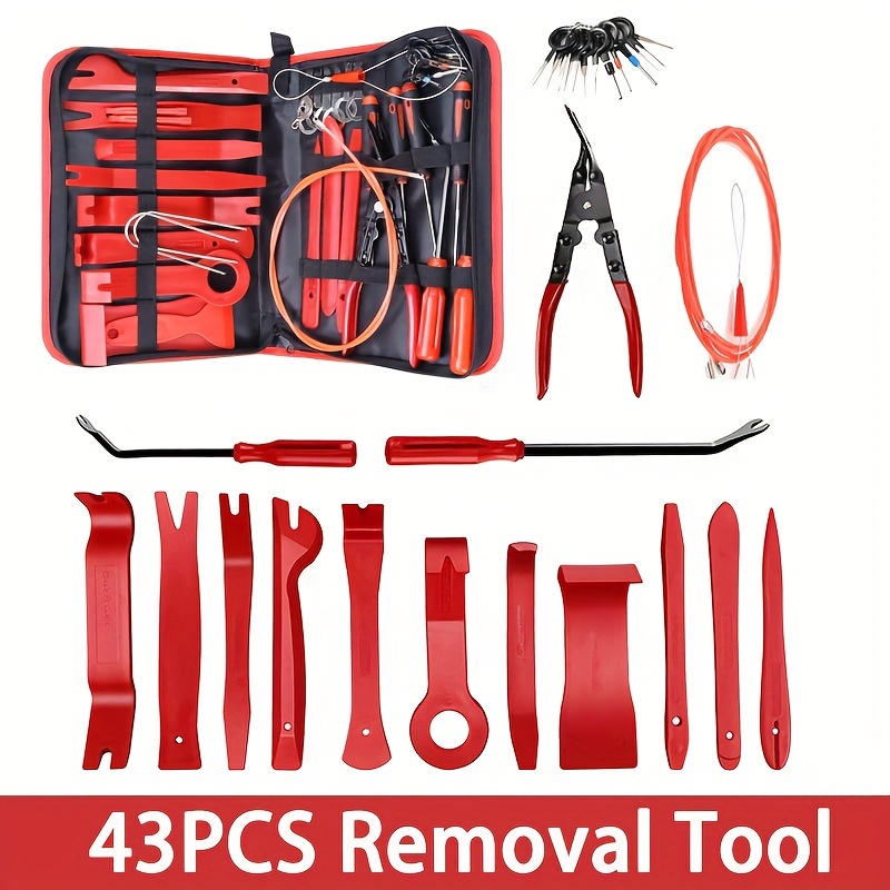 

43pcs Car Removal Tool Set - Removal Key Tool, , Removal , Car Upholstery Kit, Uncharged Plastic , No , Battery-free - /red