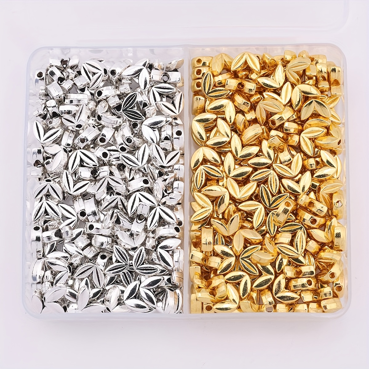 E-shop 100/200 Stück Weizenähren-Spacer-Perlen Box Dekorative Spacer Zinklegierung Perlen Trenner Lose Perlen DIY Halskette Armband Schmuckherstellung