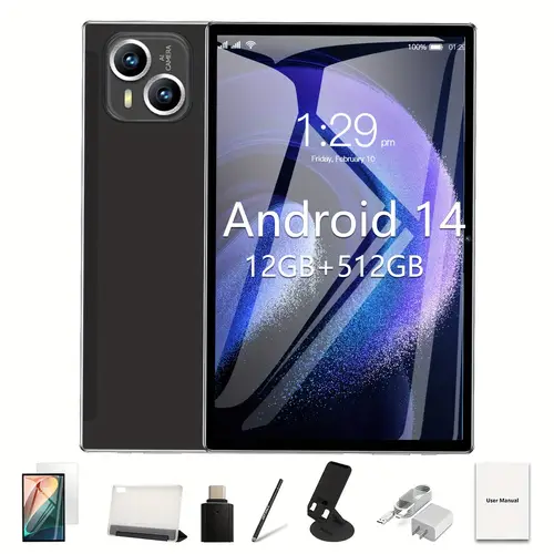 q75 1 inch android 14 tablet pc 12gb 512gb ips screen powerful performance large capacity long with shockproof protective case for the tablet designed for students office workers portable design