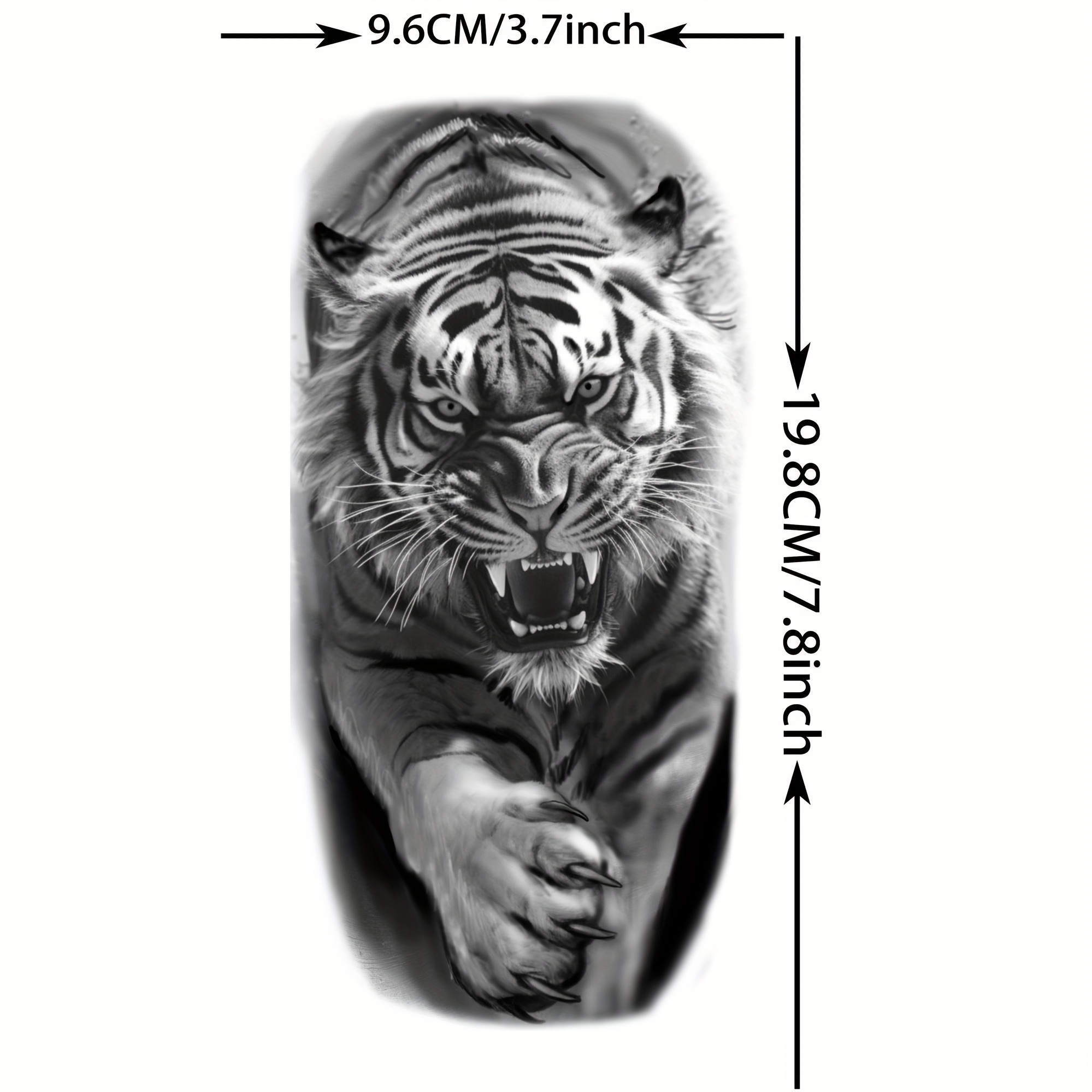 CARGEN Temporäre Tattoos Für Arm & Handgelenk – Realistische Tiger-Tattoos, Wasserfest, 3-7 Tage Haltbar (15,5x46 Cm)