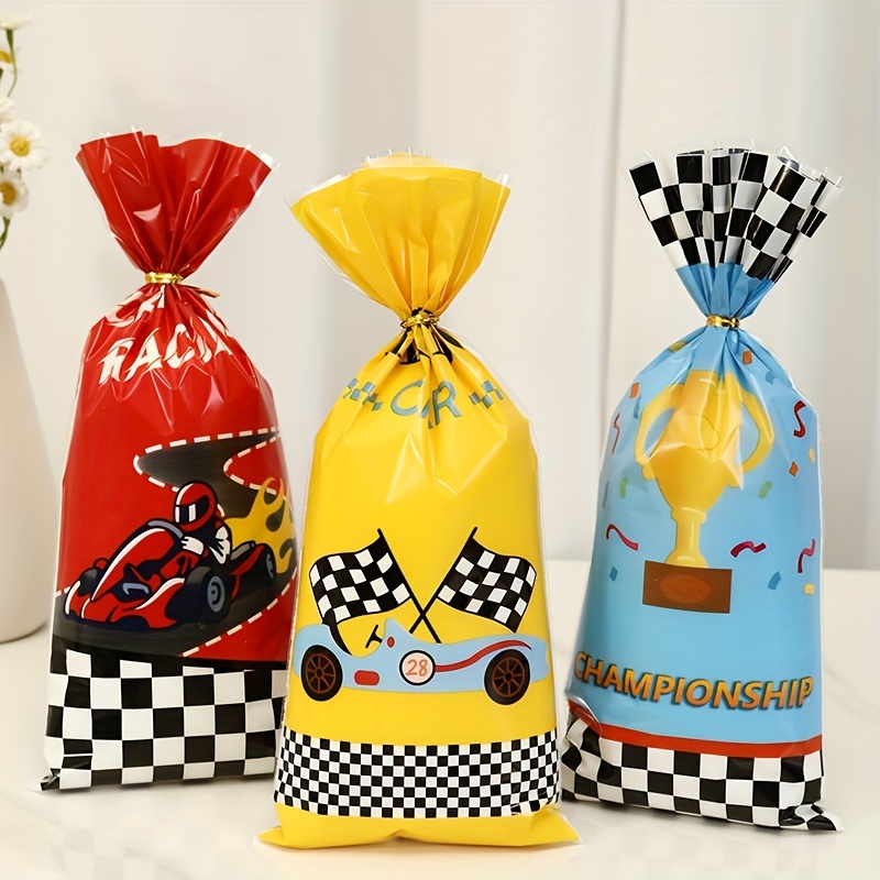 

25/50pcs Racing Car Theme Gift Bags, Race Car Party Supplies For Candy Gifts Goodies Treats Boys Birthday Baby Shower Party Favors Candy Bags